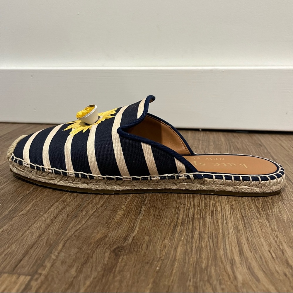 Kate Spade ♠️ Solero navy & cream stripe flower espadrille - NWOT size 7.5 - Picture 13 of 16